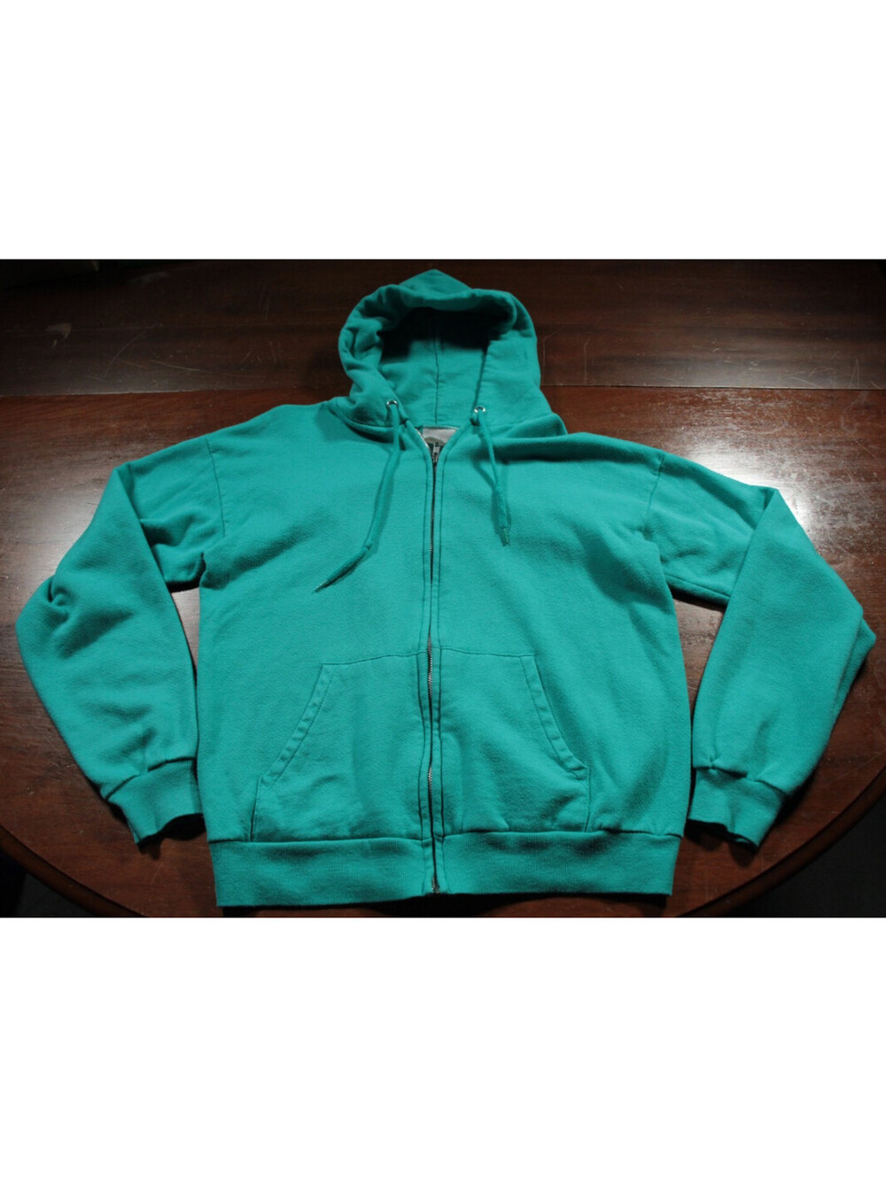 Vintage 80s Tultex Hooded Sweatshirt Hoodie Full Zip M Mint Green